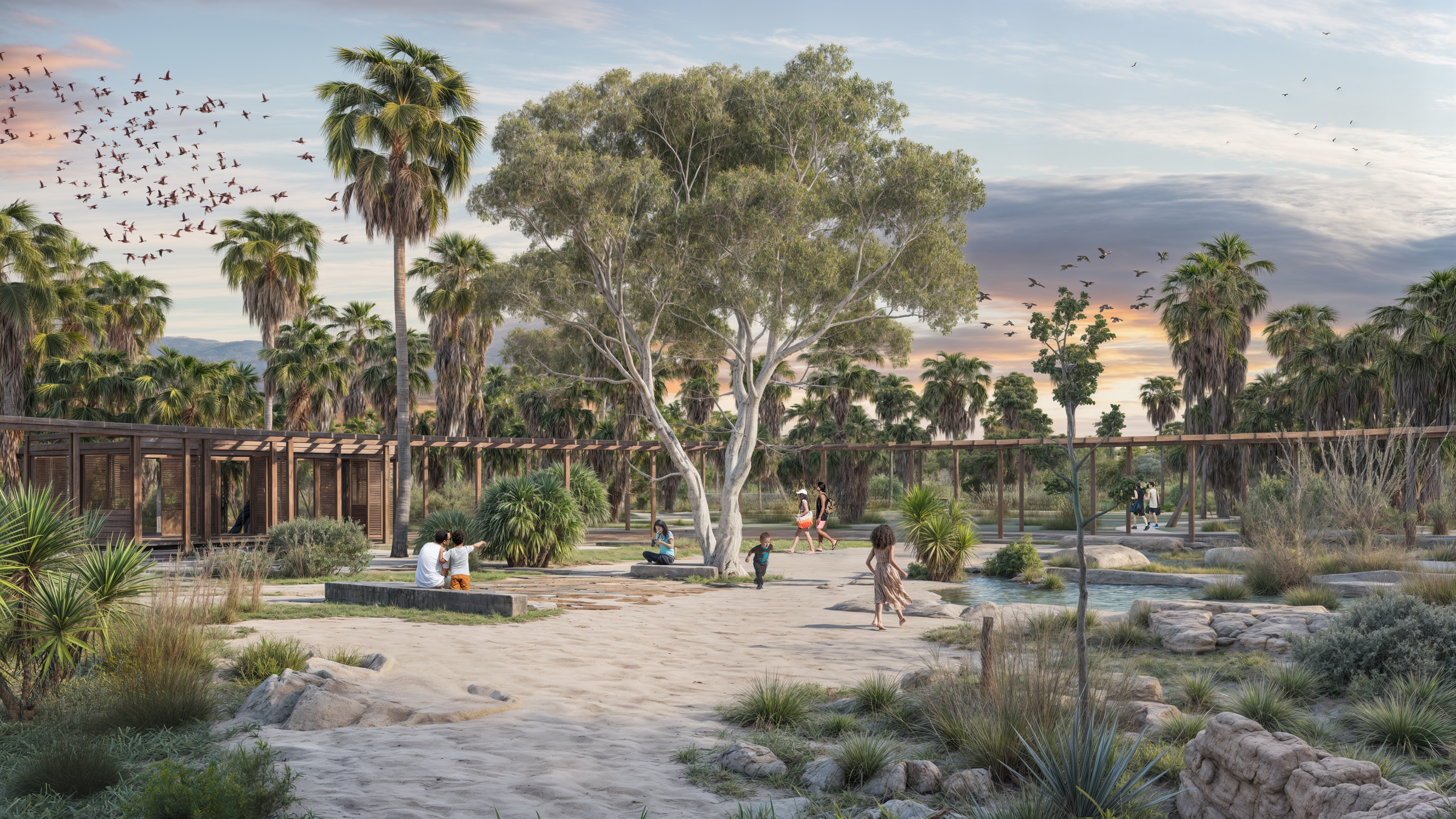 Rendering of the ecological park at the Añuiti Estuary